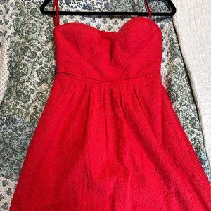Red strapless dress, size 4